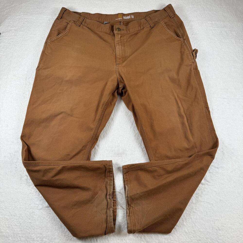 Carhartt Pants Mens Size 42x27 Brown Relaxed Fit Canvas Carpenter Workwear
